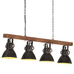  Industrialna lampa sufitowa, czarna, E27, drewno mango Lumarko!