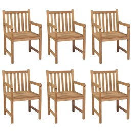  Krzesła ogrodowe z czarnymi poduszkami, 6 szt., drewno tekowe Lumarko!