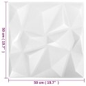  Panele ścienne 3D, 24 szt., 50x50 cm, diamentowa biel, 6 m² Lumarko!