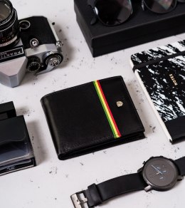 Poziomy portfel męski z kolorową lamówką — Peterson