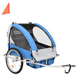  Rowerowa przyczepka dla dzieci/wózek 2-w-1, niebieski i szary Lumarko!