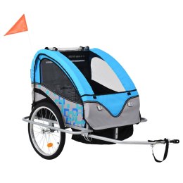  Rowerowa przyczepka dla dzieci/wózek 2-w-1, niebiesko-szary Lumarko!