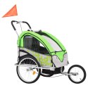  Rowerowa przyczepka dla dzieci/wózek 2-w-1, zielono-szara Lumarko!