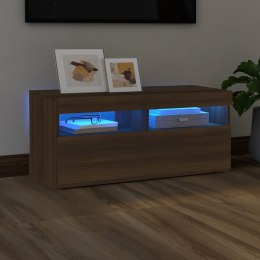  Szafka pod TV z oświetleniem LED, brązowy dąb, 90x35x40 cm Lumarko!