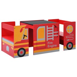 Lumarko 3-częściowy zestaw mebli dla dzieci, wóz strażacki, drewno!