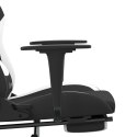  Obrotowy fotel gamingowy z podnóżkiem, czarno-biały, tkanina Lumarko!