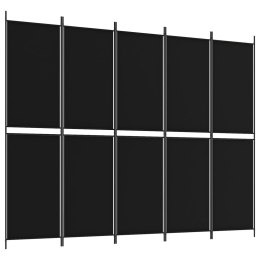  Parawan 5-panelowy, czarny, 250x200 cm, tkanina Lumarko!