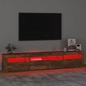  Szafka pod TV z oświetleniem LED, przydymiony dąb, 210x35x40 cm Lumarko!