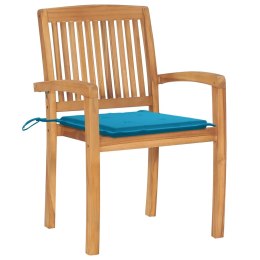  Krzesła ogrodowe, 2 szt., niebieskie poduszki, drewno tekowe Lumarko!