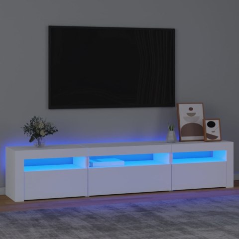  Szafka pod TV z oświetleniem LED, biała, 195x35x40 cm Lumarko!