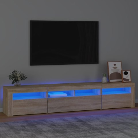 Szafka pod TV z oświetleniem LED, dąb sonoma, 210x35x40 cm Lumarko!