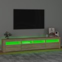  Szafka pod TV z oświetleniem LED, dąb sonoma, 210x35x40 cm Lumarko!