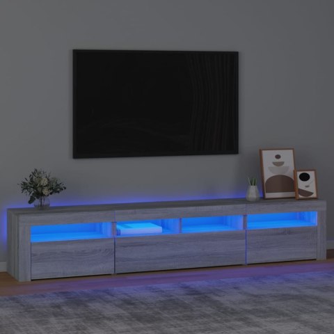  Szafka pod TV z oświetleniem LED, szary dąb sonoma,210x35x40 cm Lumarko!
