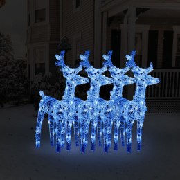  Świąteczne renifery, 4 szt., 160 niebieskich LED, akryl Lumarko!