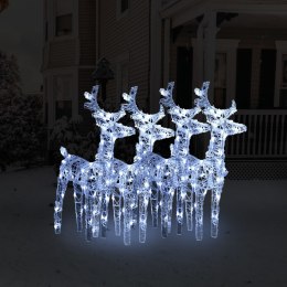  Świąteczne renifery, 4 szt., 160 zimnych białych LED, akryl Lumarko!
