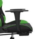  Masujący fotel gamingowy z podnóżkiem, czarno-zielony, ekoskóra Lumarko!
