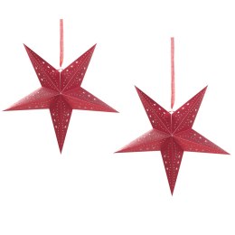 Lumarko Zestaw 2 wiszących gwiazd brokatowych LED 45 cm czerwony MOTTI!