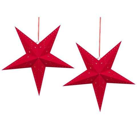  Zestaw 2 wiszących gwiazd welurowych LED 60 cm czerwony MOTTI Lumarko!