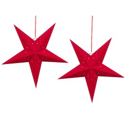 Lumarko Zestaw 2 wiszących gwiazd welurowych LED 60 cm czerwony MOTTI!
