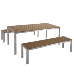  Zestaw ogrodowy stół i 2 ławki jasne drewno NARDO Lumarko!