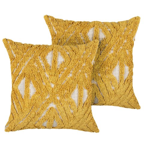  2 bawełniane poduszki dekoracyjne w geometryczny wzór 45 x 45 cm żółte ALCEA Lumarko!