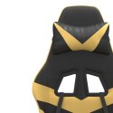  Fotel gamingowy z podnóżkiem, czarno-złoty, sztuczna skóra Lumarko!