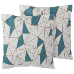  2 poduszki dekoracyjne w geometryczny wzór 45 x 45 cm niebieskie CLARKIA Lumarko!