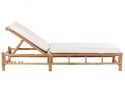  Leżak ogrodowy bambusowy jasne drewno z białym LIGURE Lumarko!