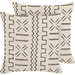  2 bawełniane poduszki dekoracyjne w geometryczny wzór 45 x 45 cm biało-czarne MYRICA Lumarko!