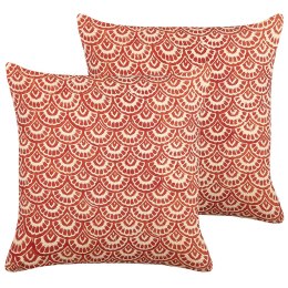  2 bawełniane poduszki dekoracyjne w geometryczny wzór 45 x 45 cm czerwone RHUS Lumarko!