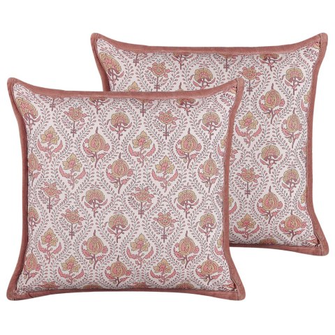  2 bawełniane poduszki dekoracyjne w kwiaty 45 x 45 cm czerwono-białe PICEA Lumarko!