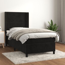  Łóżko kontynentalne z materacem, czarne, aksamit 90x200 cm Lumarko!