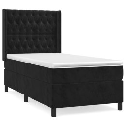  Łóżko kontynentalne z materacem, czarne, aksamit 80x200 cm Lumarko!