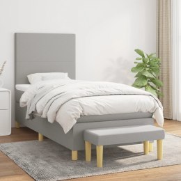 Łóżko kontynentalne z materacem, jasnoszare, tkanina, 90x200 cm Lumarko!