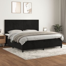 Łóżko kontynentalne z materacem, czarne, aksamit 200x200 cm Lumarko!