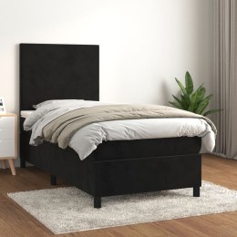  Łóżko kontynentalne z materacem, czarne, aksamit 80x200 cm Lumarko!