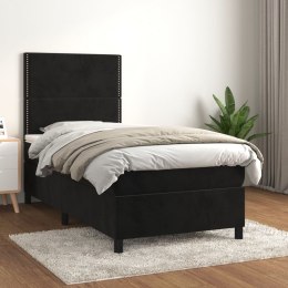  Łóżko kontynentalne z materacem, czarne, aksamit 90x200 cm Lumarko!