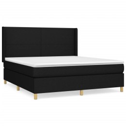  Łóżko kontynentalne z materacem, czarne, tkanina 160x200 cm Lumarko!