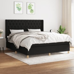  Łóżko kontynentalne z materacem, czarne, tkanina 160x200 cm Lumarko!