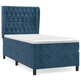  Łóżko kontynentalne z materacem, niebieskie, aksamit, 80x200 cm Lumarko!