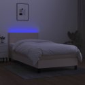  Łóżko kontynentalne z materacem, kremowe, 100x200 cm, tkanina Lumarko!