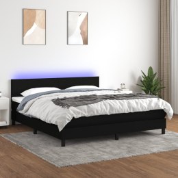  Łóżko kontynentalne z materacem, czarne, 160x200 cm, tkanina Lumarko!