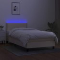  Łóżko kontynentalne z materacem, kremowe, 90x200 cm, tkanina Lumarko!