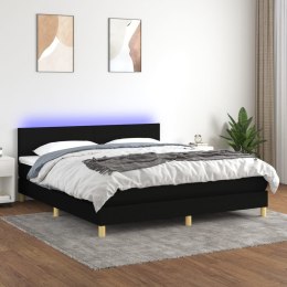  Łóżko kontynentalne z materacem, czarne, 160x200 cm, tkanina Lumarko!