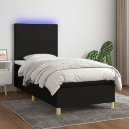  Łóżko kontynentalne z materacem, czarne, 90x200 cm, tkanina Lumarko!