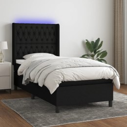  Łóżko kontynentalne z materacem, czarne, 80x200 cm, tkanina Lumarko!