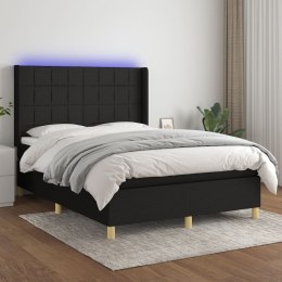  Łóżko kontynentalne z materacem, czarne, 140x190 cm, tkanina Lumarko!