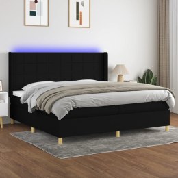  Łóżko kontynentalne z materacem, czarne, 200 x 200 cm, tkanina Lumarko!