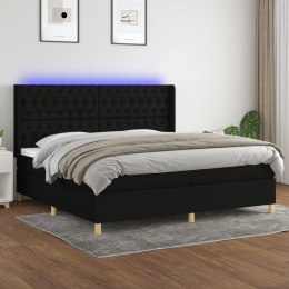 Łóżko kontynentalne z materacem, czarne, 200 x 200 cm, tkanina Lumarko!