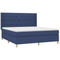  Łóżko kontynentalne z materacem, niebieskie 160x200 cm, tkanina Lumarko!